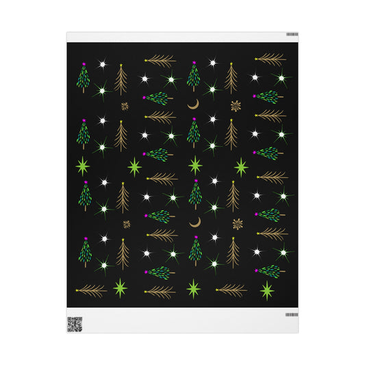 Gold Holiday Trees Wrapping Papers
