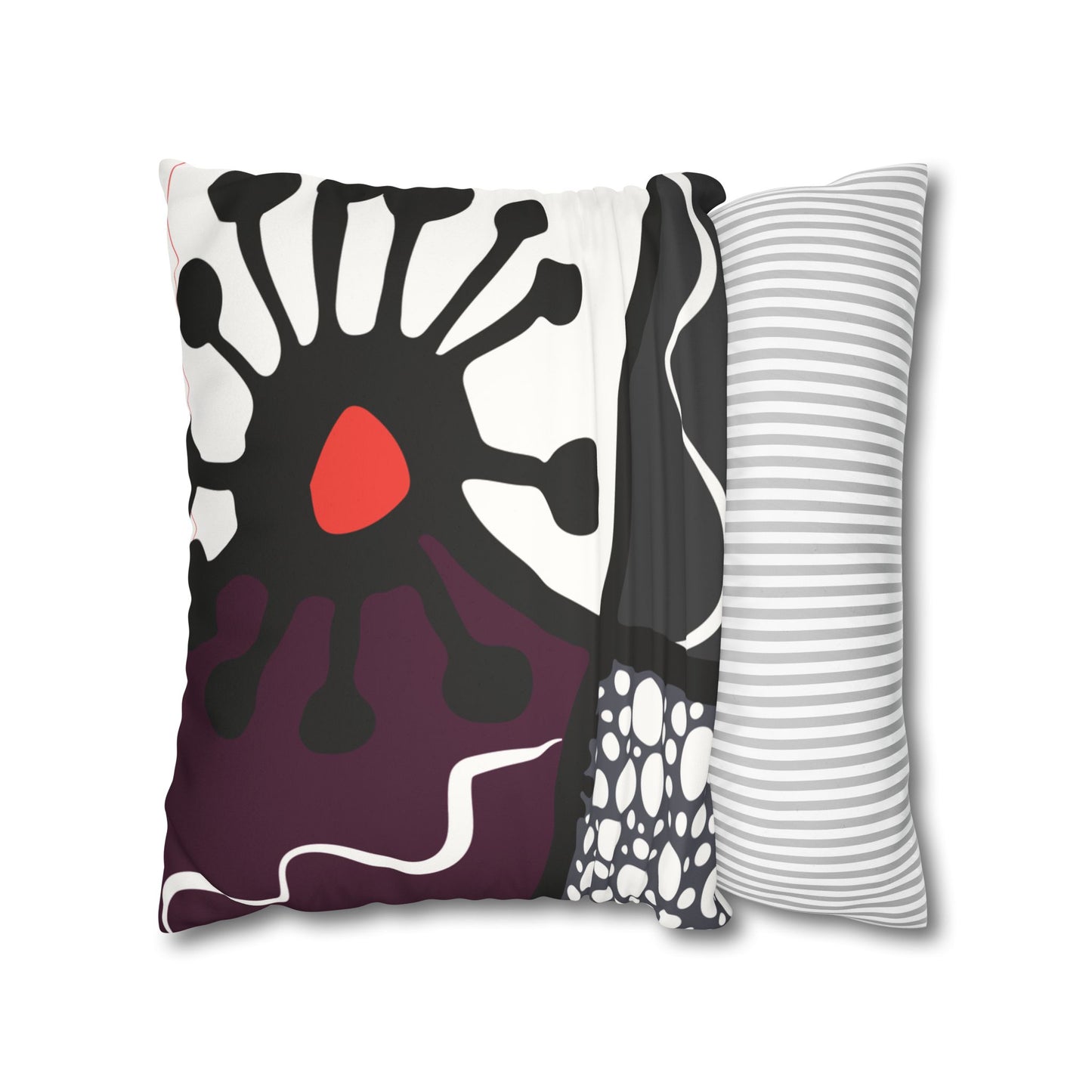 Flower Geometry Faux Suede Square Pillowcase