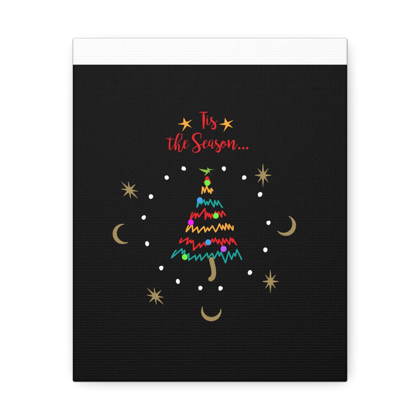 Tis the Season Funky Tree Stretched Canvas