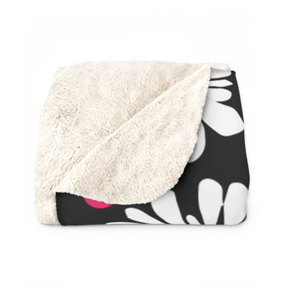 Midnight Bloom Sherpa Fleece Blanket