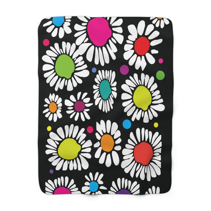 Midnight Bloom Sherpa Fleece Blanket