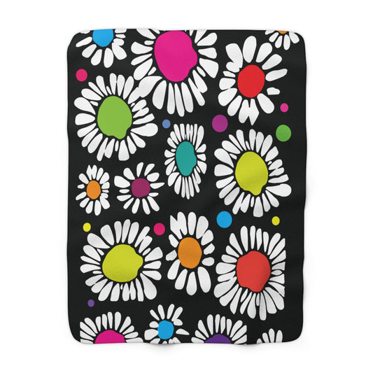 Midnight Bloom Sherpa Fleece Blanket