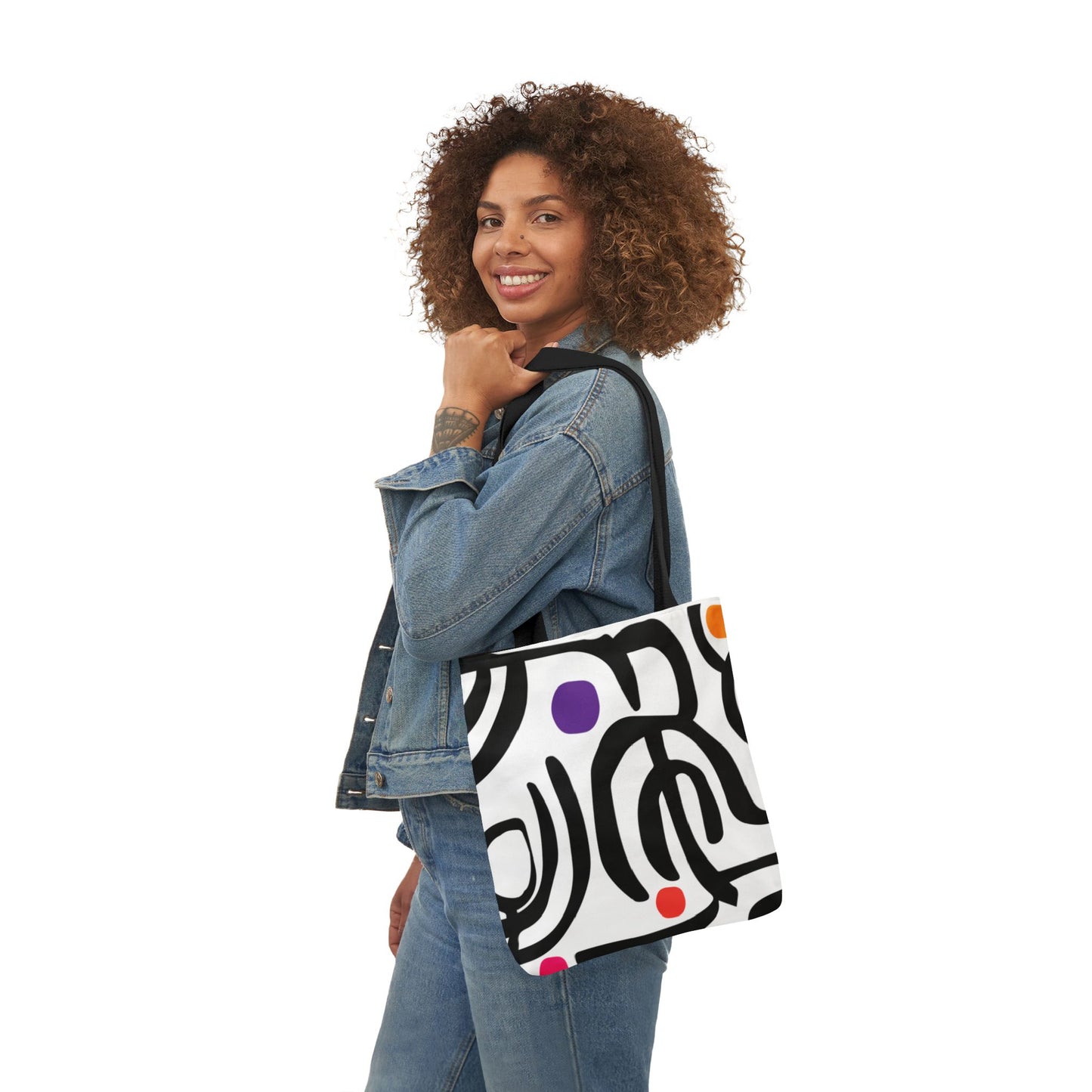Dot Dot Swirl Canvas Tote Bag (5-Color Straps)