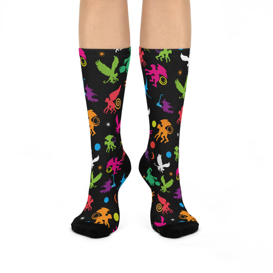 Black  Flying Monkeys Cushioned Crew Socks