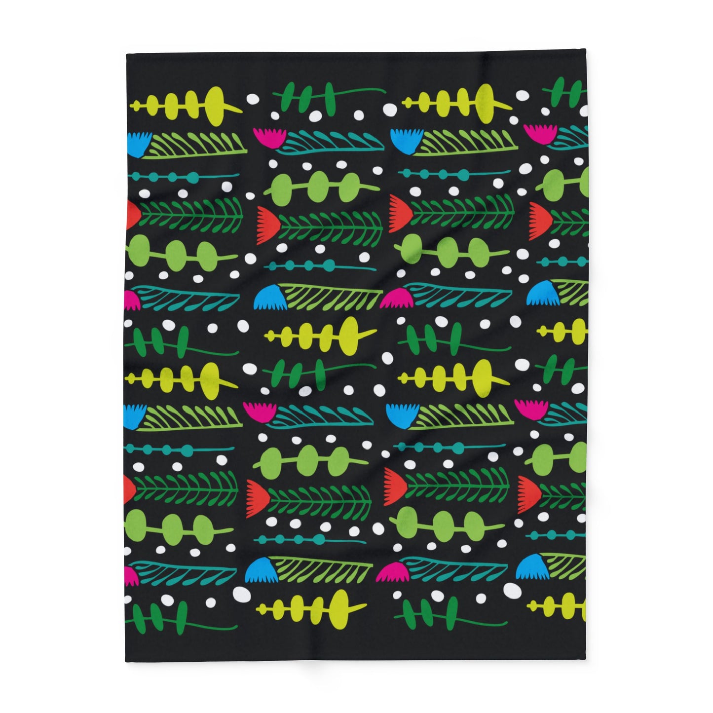 Black Groovy Garden Arctic Fleece Blanket