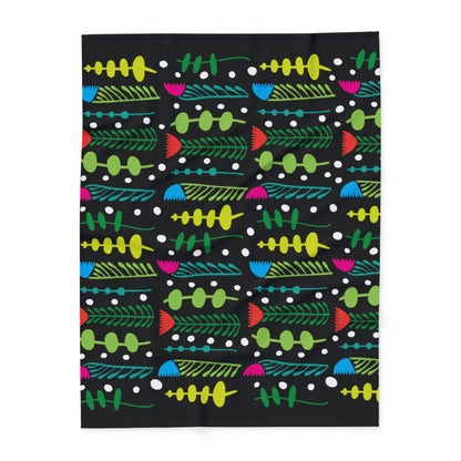Black Groovy Garden Arctic Fleece Blanket
