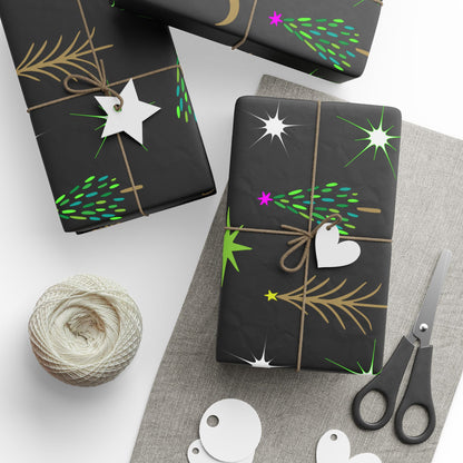 Gold Holiday Trees Wrapping Papers