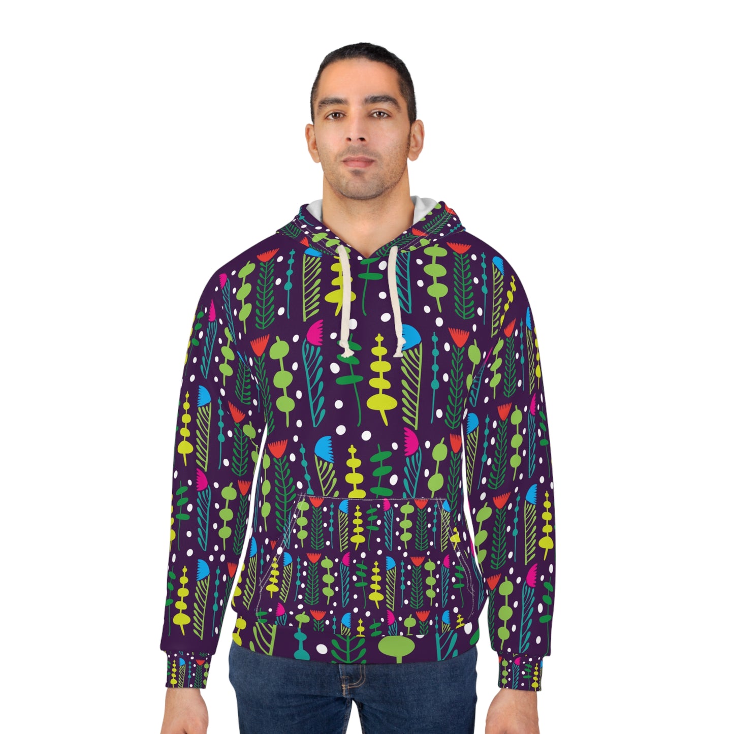 Black Groovy Garden Unisex Pullover Hoodie