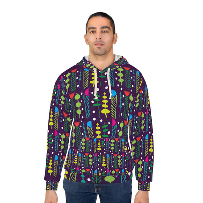 Black Groovy Garden Unisex Pullover Hoodie