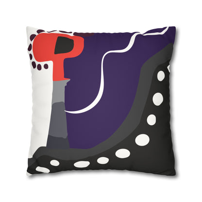 Flower Geometry Faux Suede Square Pillowcase