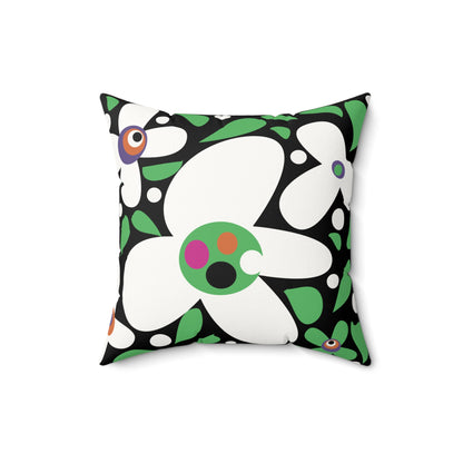 Black Pop Petal Party Faux Suede Square Pillow Success