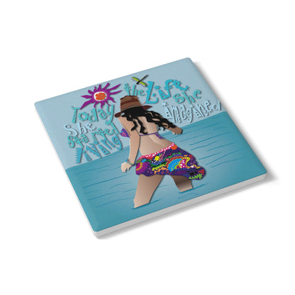 Today She Started Living Ceramic Coaster