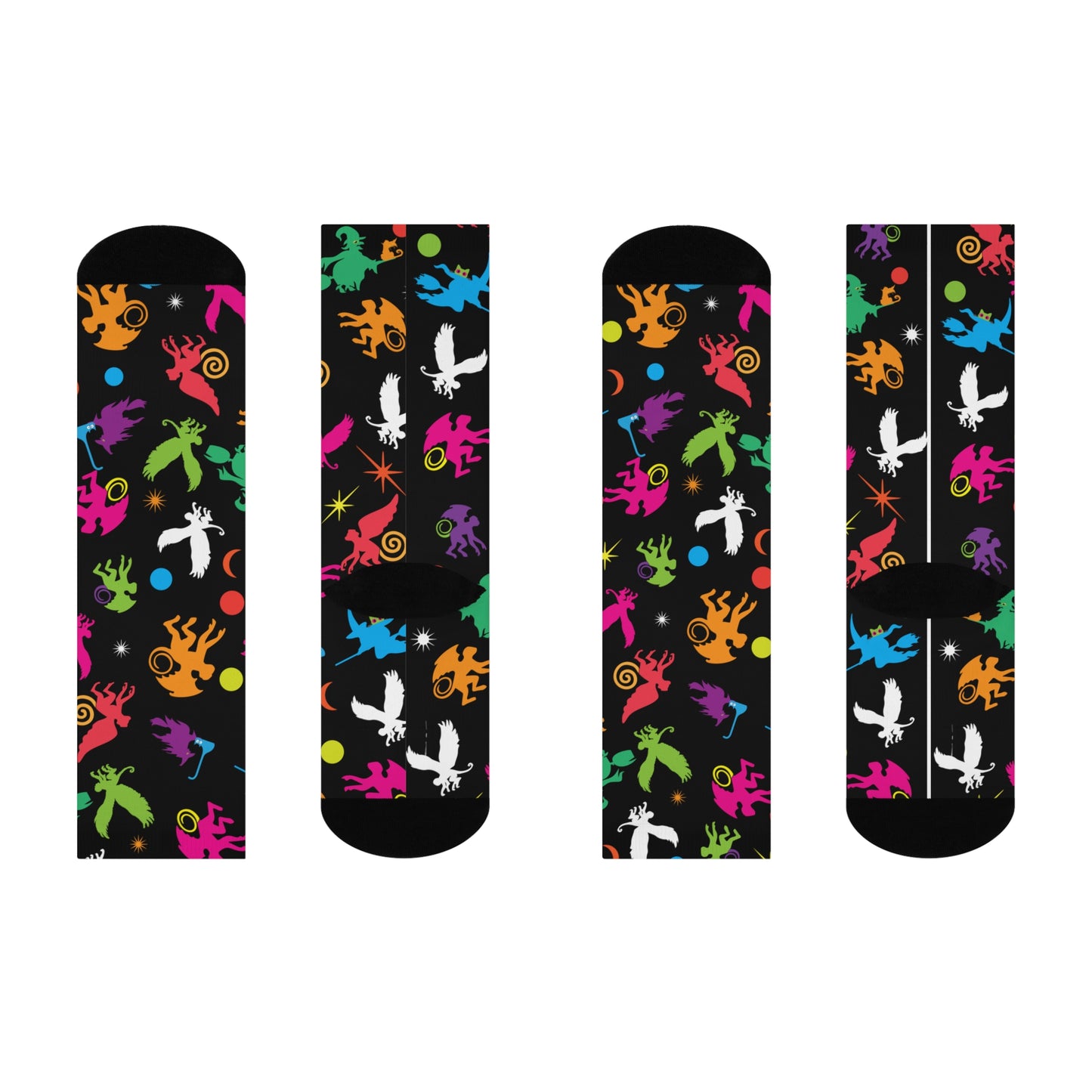 Black  Flying Monkeys Cushioned Crew Socks
