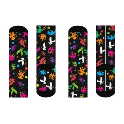 Black  Flying Monkeys Cushioned Crew Socks
