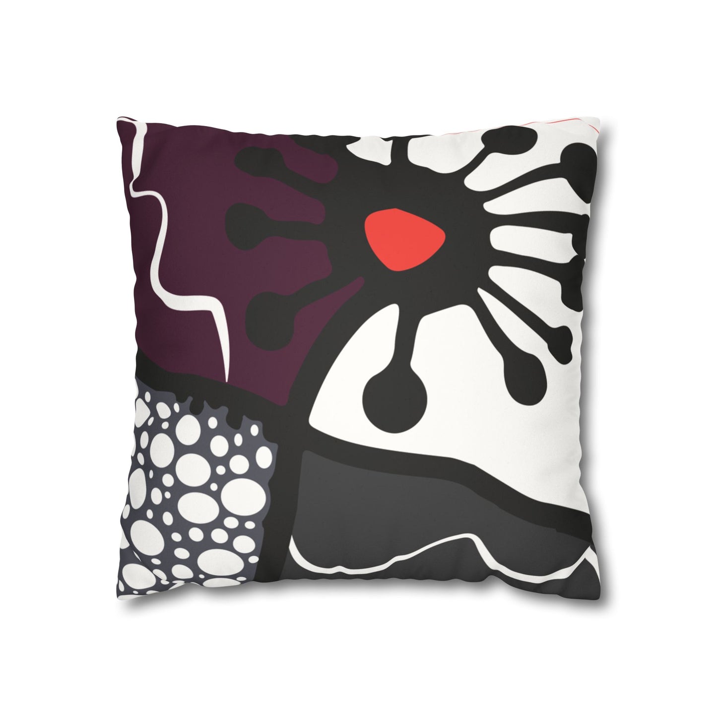 Flower Geometry Faux Suede Square Pillowcase