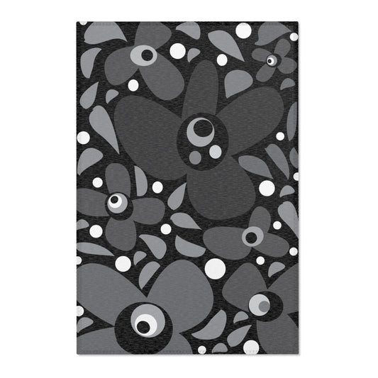 Midnight Mod Flower Area Rugs