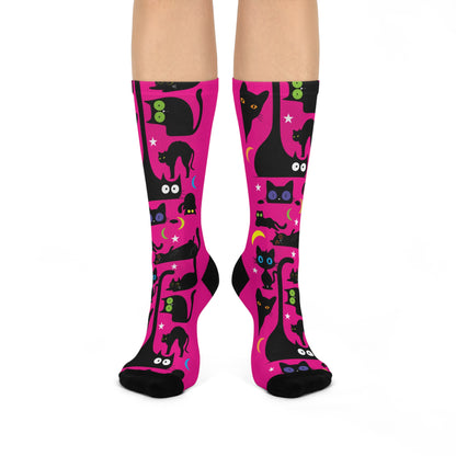 Pink Wicked Whiskers Cushioned Crew Socks
