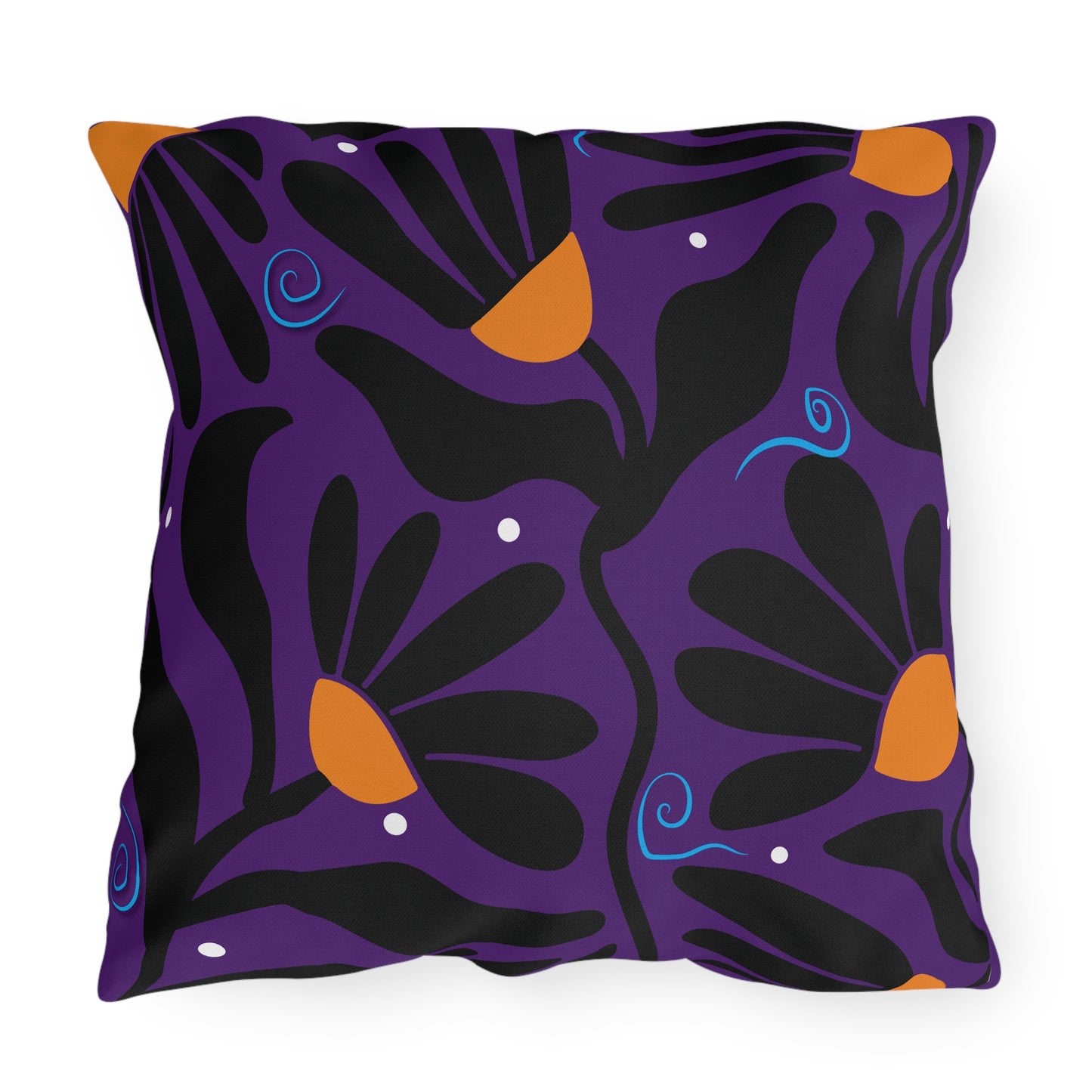 Orange Modflower Outdoor Pillows