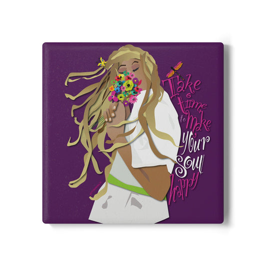 Smell the Flowers Ceramic Coaster