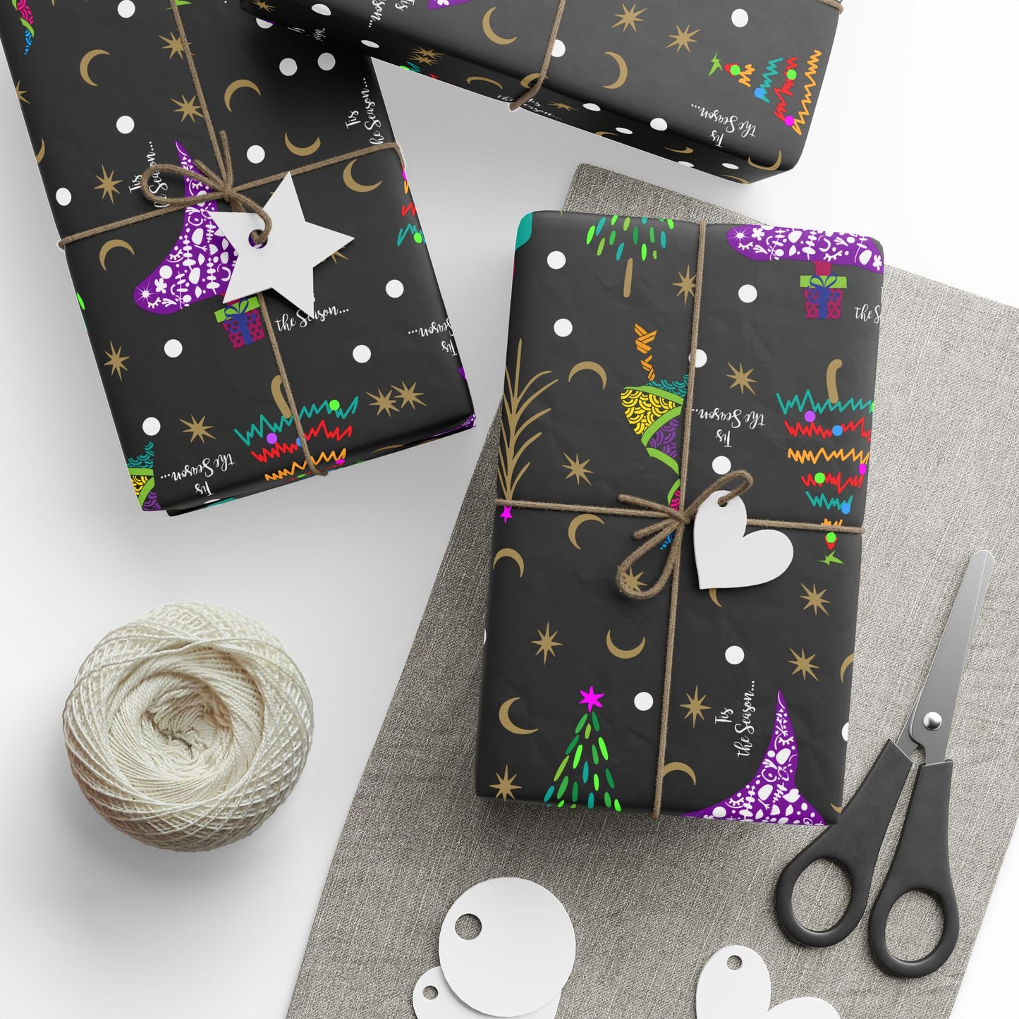Purple Holiday Trees Wrapping Papers