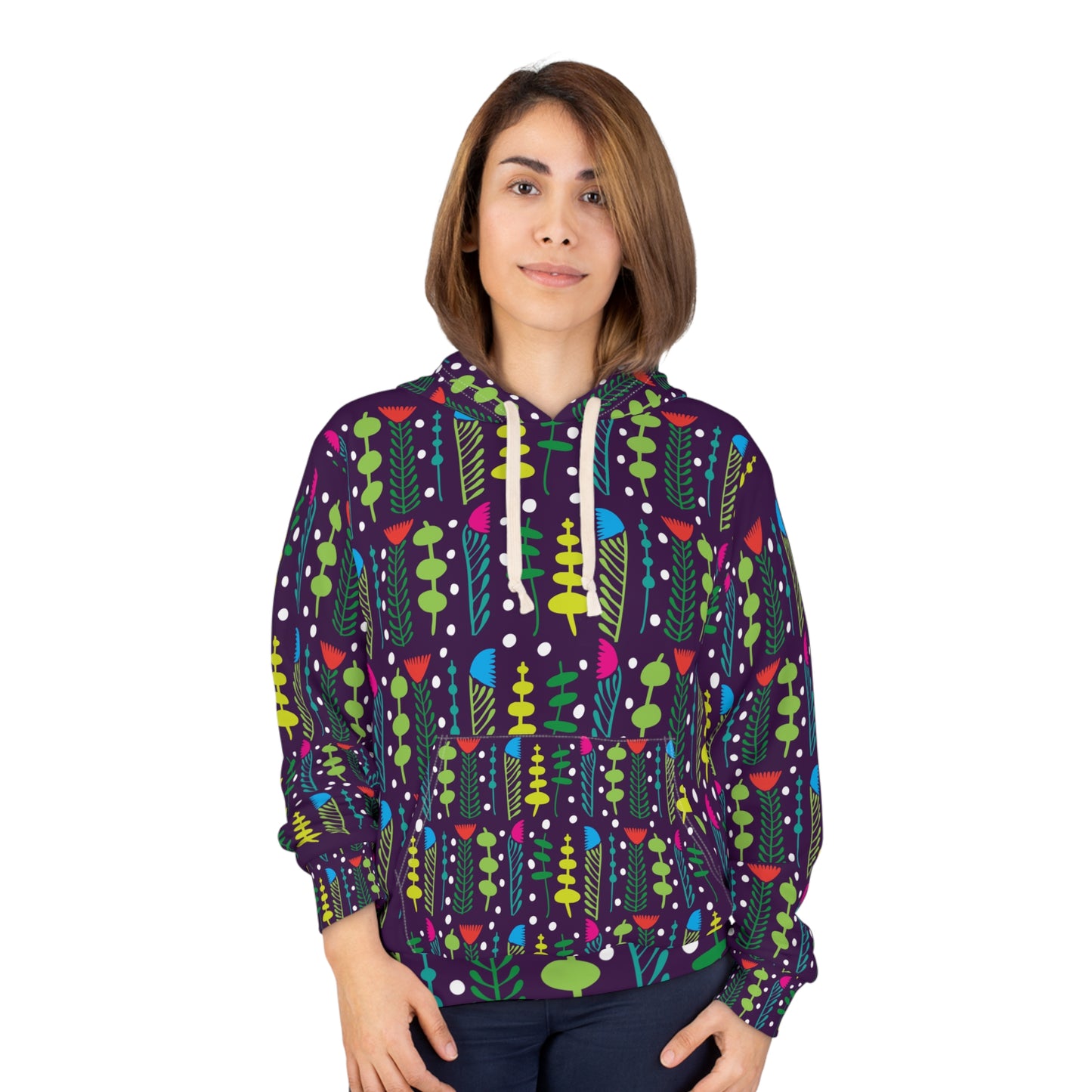 Black Groovy Garden Unisex Pullover Hoodie