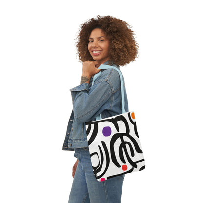 Dot Dot Swirl Canvas Tote Bag (5-Color Straps)