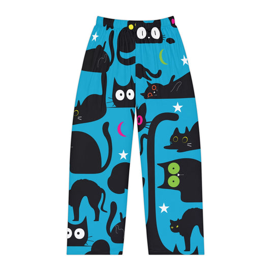 Blue Halloween Cat Women's Pajama Pants