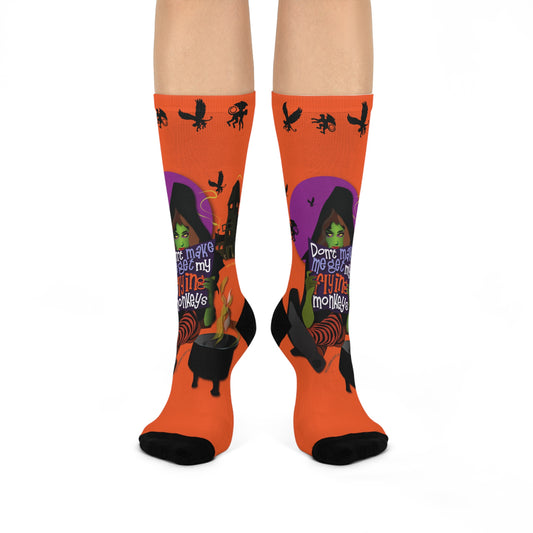 Orange Don't Make Me Flying Monkey Cushioned Crew Socks