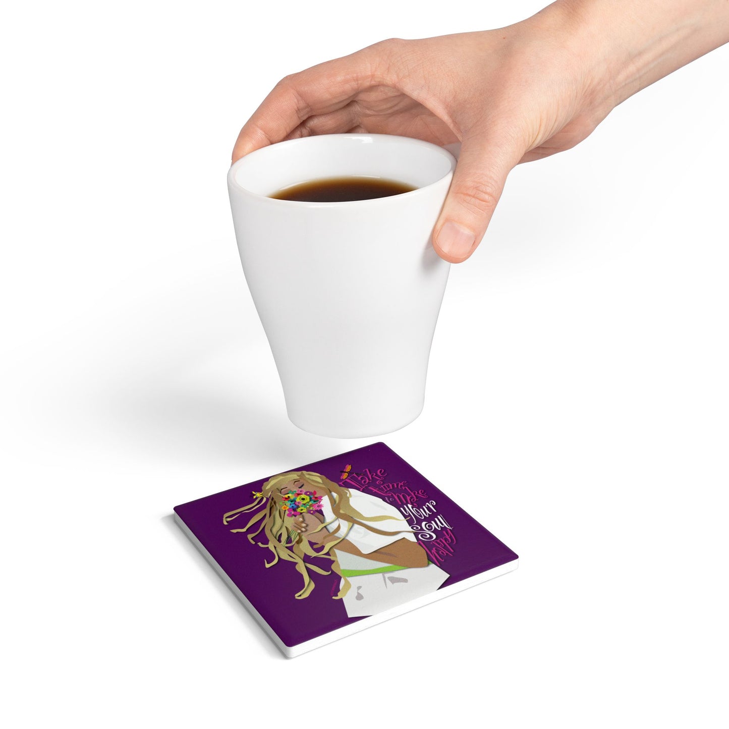 Smell the Flowers Ceramic Coaster