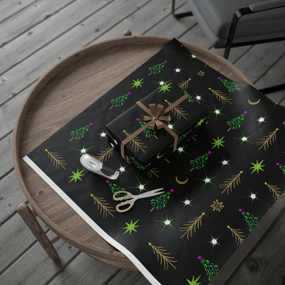 Gold Holiday Trees Wrapping Papers