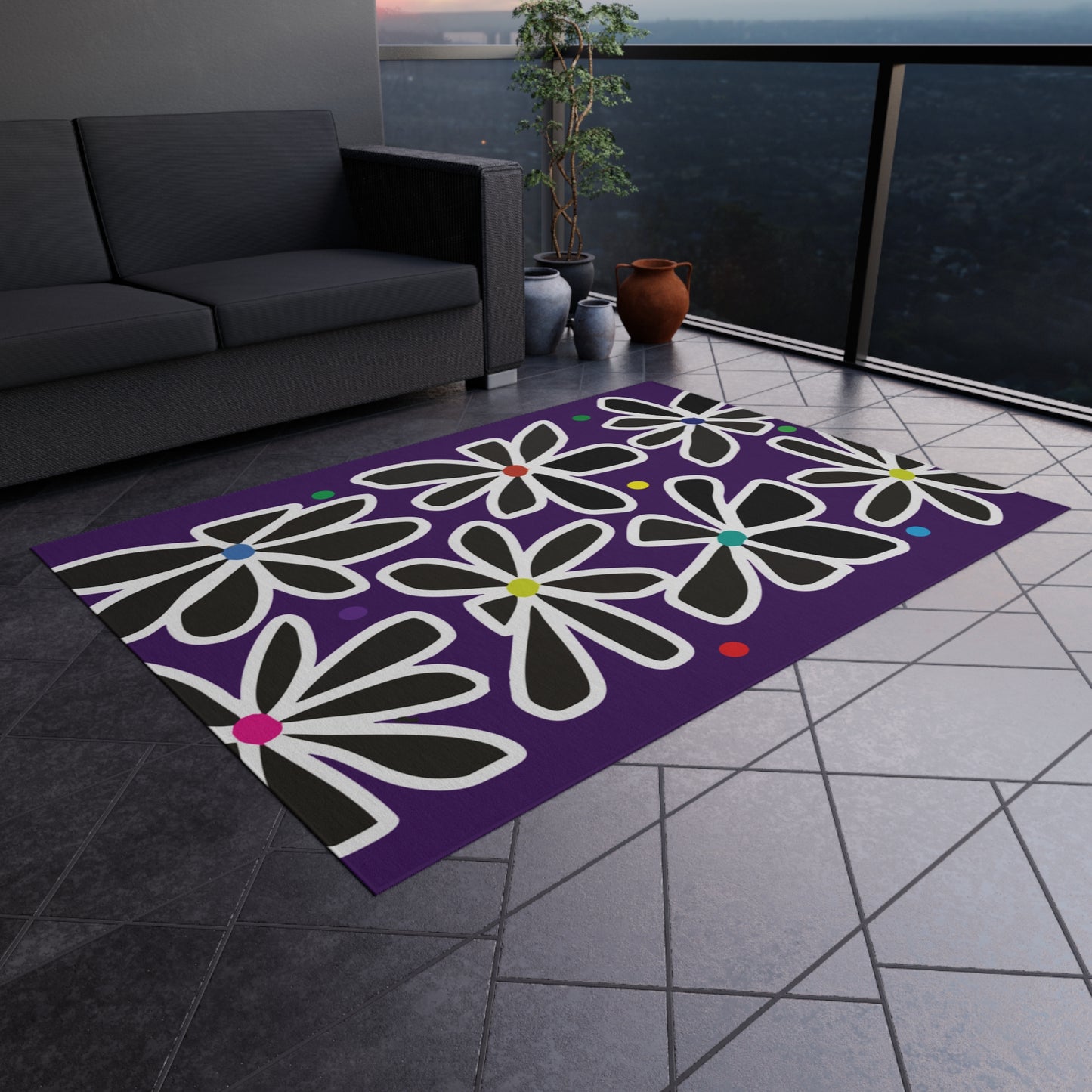 Summer Flower Love Outdoor Rug