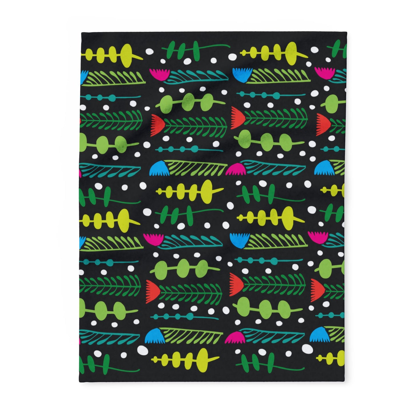 Black Groovy Garden Arctic Fleece Blanket