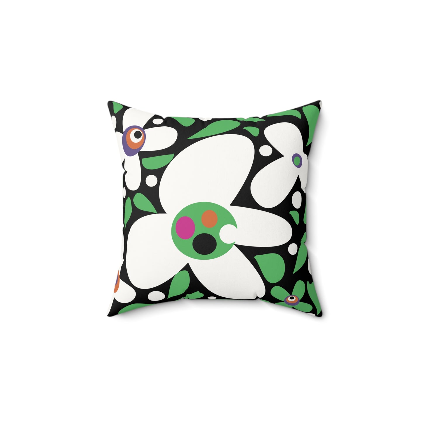 Black Pop Petal Party Faux Suede Square Pillow Success