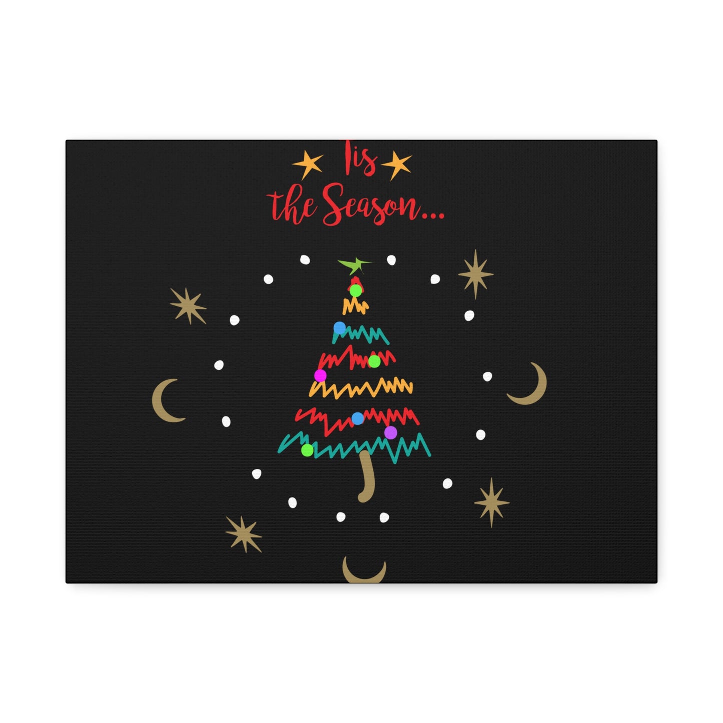 Tis the Season Funky Tree Stretched Canvas