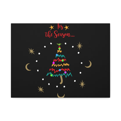 Tis the Season Funky Tree Stretched Canvas