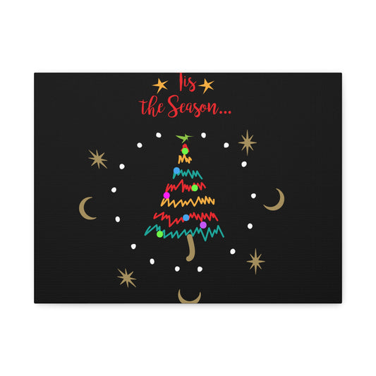 Tis the Season Funky Tree Stretched Canvas
