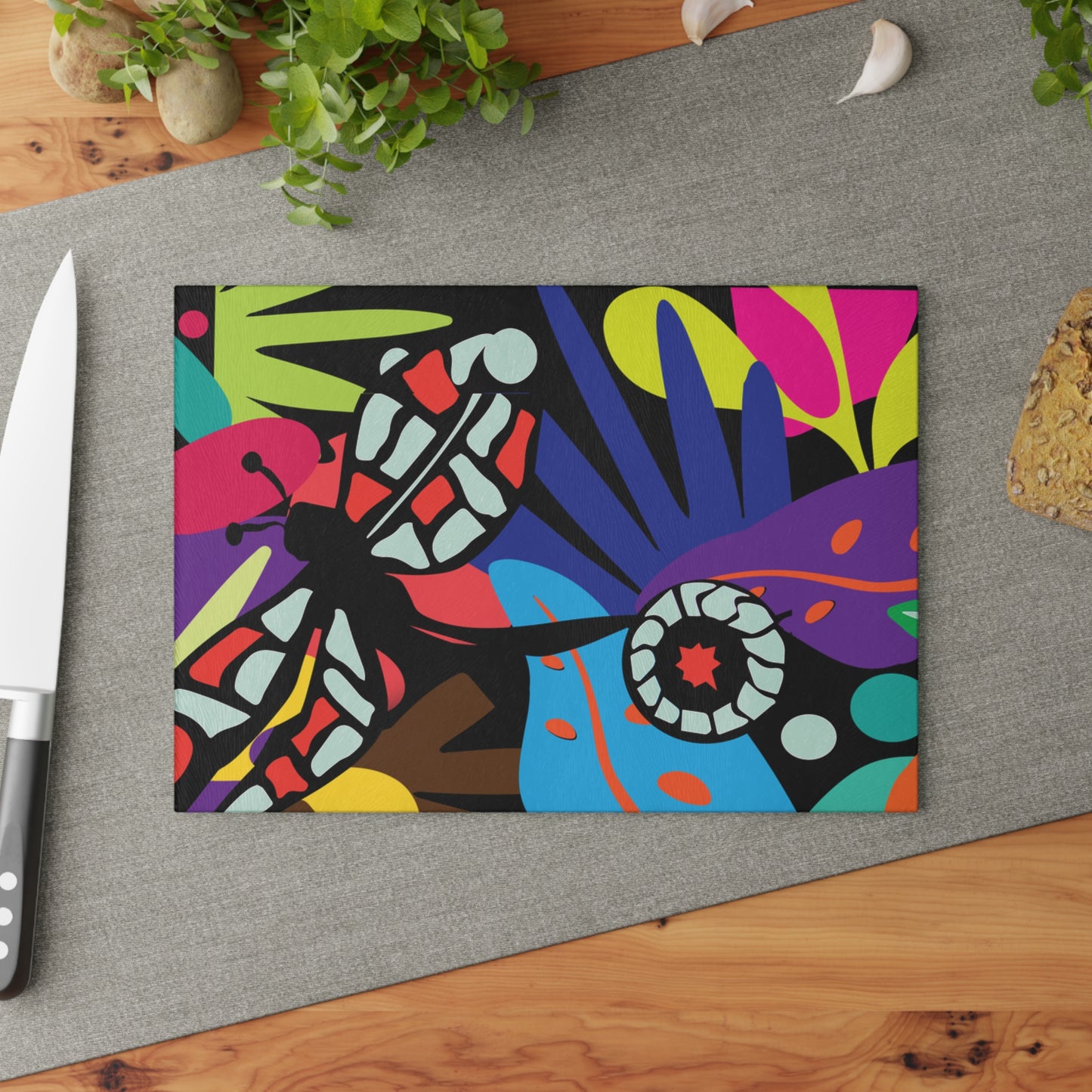 Twilight Bouquet Glass Cutting Board