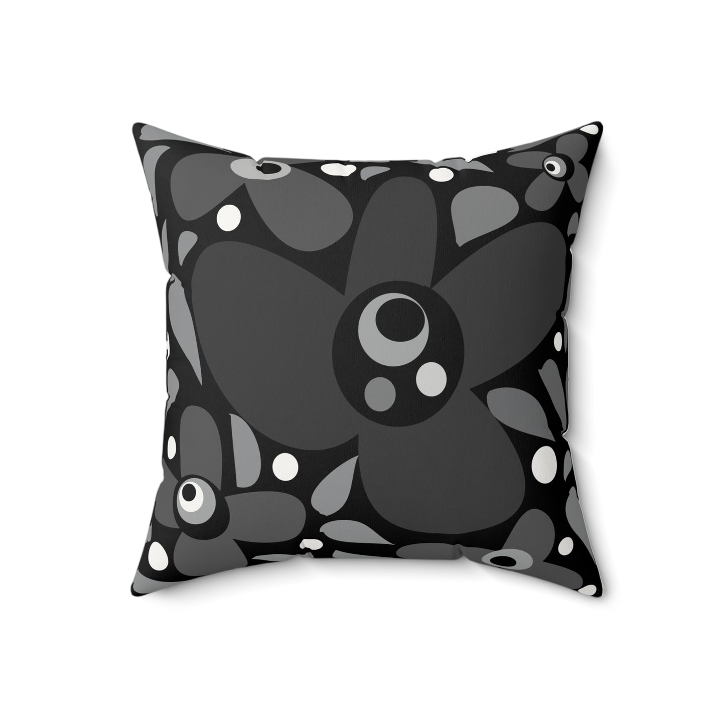 Black Pop Petal Party Faux Suede Square Pillow Success