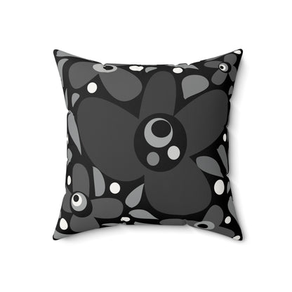Black Pop Petal Party Faux Suede Square Pillow Success