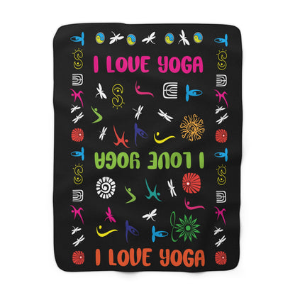 I Love Yoga Sherpa Fleece Blanket