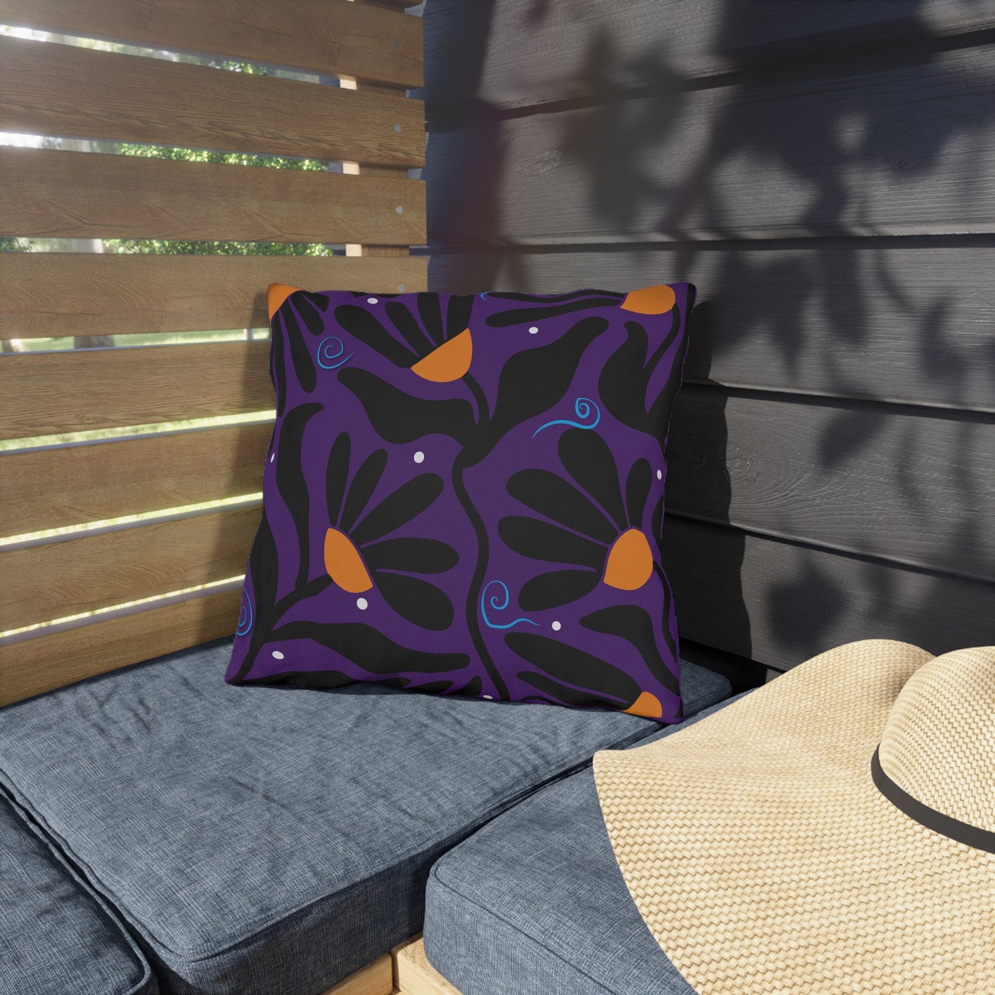 Orange Moonflower Outdoor Pillows