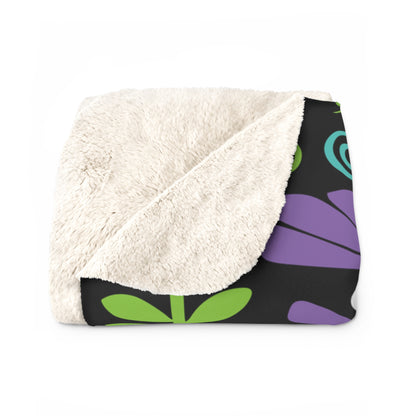 Black Groovy  Sherpa Fleece Blanket