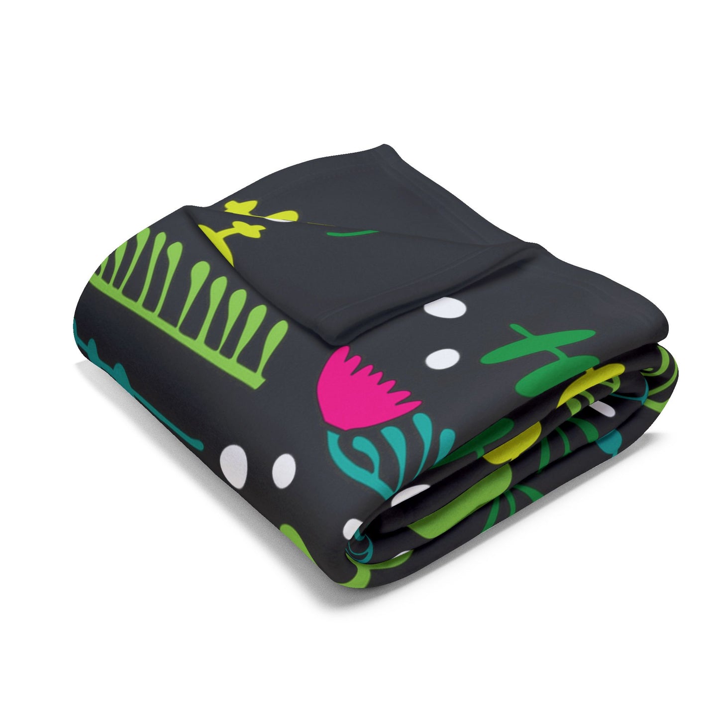 Black Groovy Garden Arctic Fleece Blanket