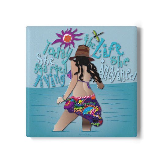 Today She Started Living Ceramic Coaster