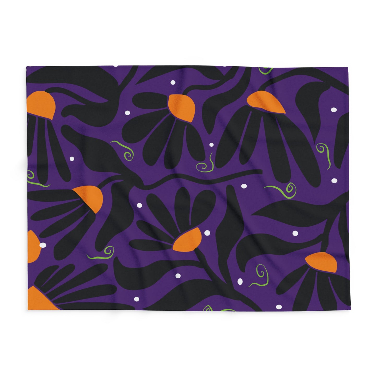 Orange Moon Flower Arctic Fleece Blanket