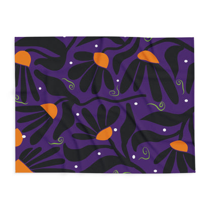 Orange Moon Flower Arctic Fleece Blanket
