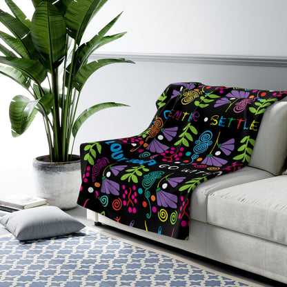Black Groovy  Sherpa Fleece Blanket