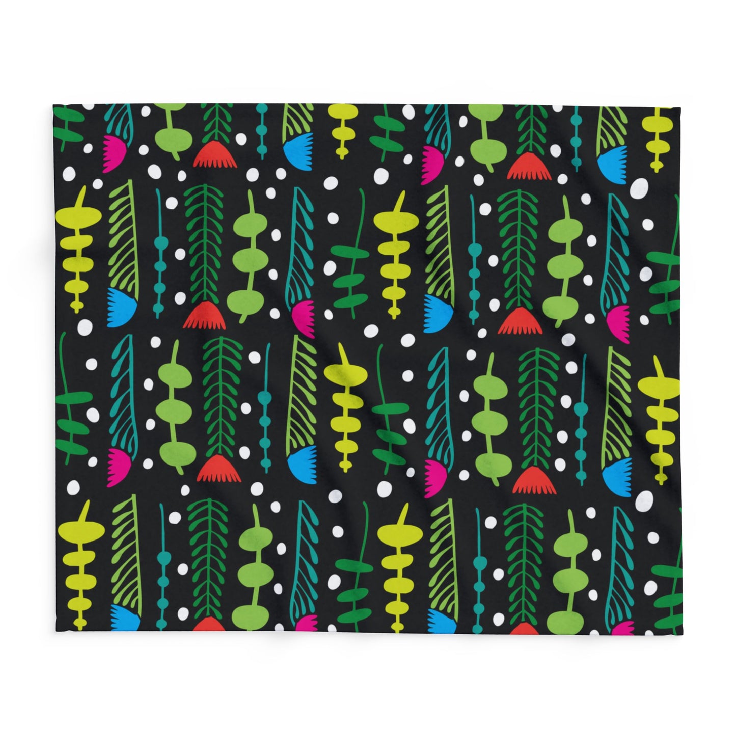 Black Groovy Garden Arctic Fleece Blanket