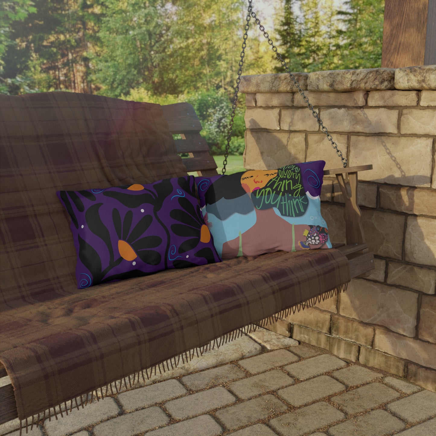 Orange Modflower Outdoor Pillows