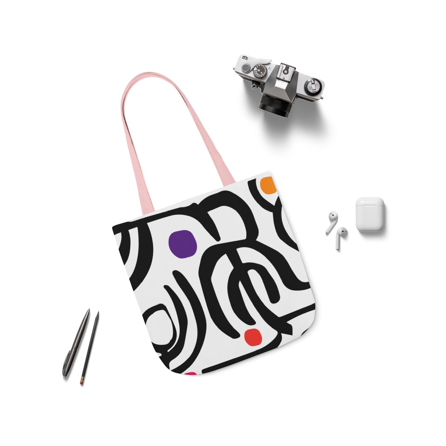 Dot Dot Swirl Canvas Tote Bag (5-Color Straps)